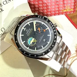Omega Silver Black Face Watch for Men