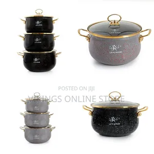 Life Smile 6-Piece Granite Non-Stick Enamel Saucepan Set