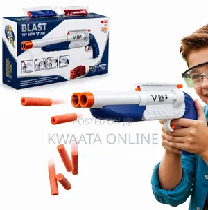 Kids Double Barrel Soft Dart Gun - Pretend Play Toy