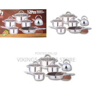12-Piece Heavy Stainless Steel Cookware Set, Silver
