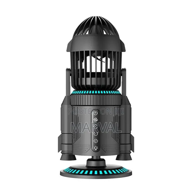 Rocket-Style Desktop Fan with Dual Mist Spray & RGB Lights - 1