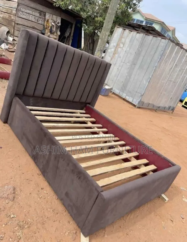 Brand New Fabric Bed Frame - Brown - 1