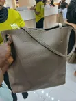 Pebbled Leather Tote Bag with Slim Shoulder Straps - 2