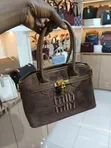 Faux-Suede Top-Handle Handbag with Dual Carrying Handle - 2