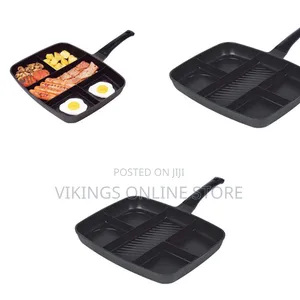 5-in-1 Non-Stick Sectioned Frying Pan - Black