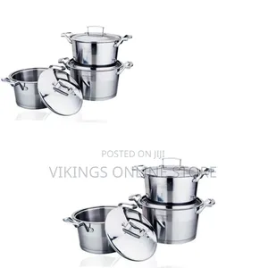 3-Piece Heavy Stainless Steel Saucepans/Cookware Set - Silver