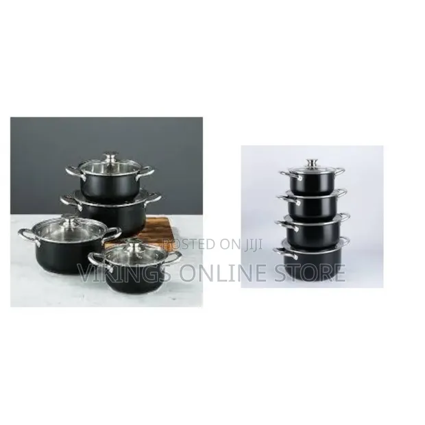 8-Piece Non-Stick Cookware Set - Black - 1