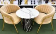 Modern White Marble Café Set with Velvet Chairs - 3