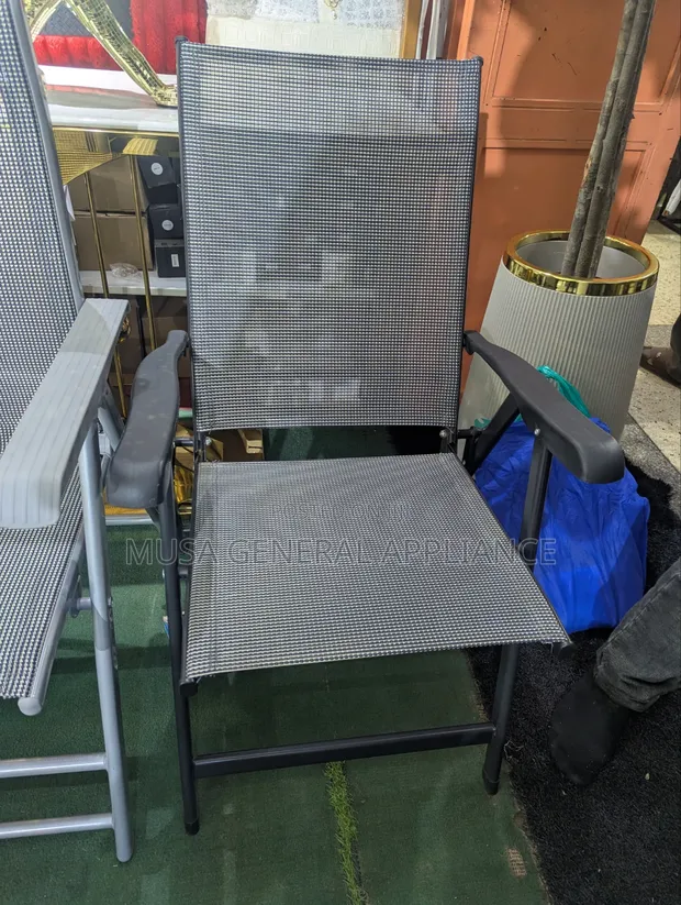 Patio Back Folding Outdoor Chair - Grey Mesh - 1