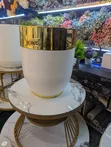 Stylish Flower Decorative Planter Pot - Gold & Silver Rim - 2