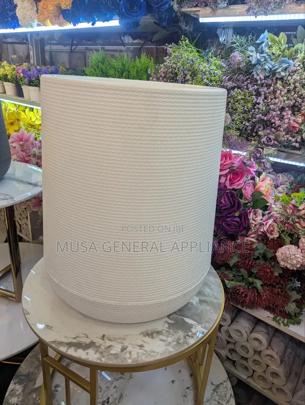 White Textured Cylindrical Planter - 1