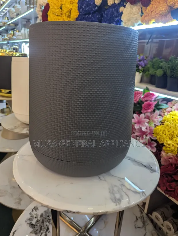 Dark Grey Textured Cylindrical Plastic Plant Pot - 1