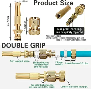 Glazy Heavy Brass Water Spray Nozzle for 1/2" Hose