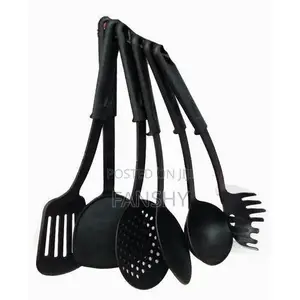 6-Piece Non-Scratch Silicone Kitchen Ladle Set - Black