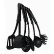 6-Piece Non-Scratch Silicone Kitchen Ladle Set - Black - 1