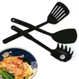 6-Piece Non-Scratch Silicone Kitchen Ladle Set - Black - 2