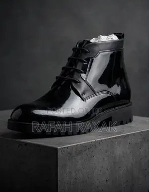 Franco Banetti Men's Black Patent Leather Ankle Boots