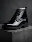 Franco Banetti Men's Black Patent Leather Ankle Boots - 1
