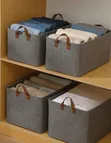 Stylish Foldable Fabric Storage Bin with Handles - 1