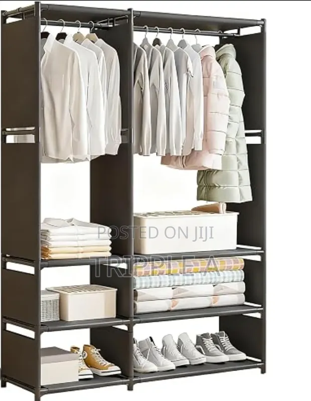 Black Metal Tube Wardrobe - 1