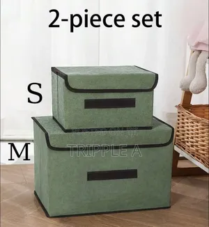 2pcs Foldable Non-Woven Fabric Storage Boxes