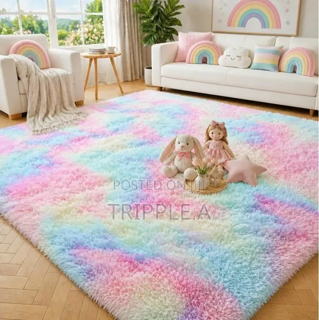 Rainbow Super Soft Fluffy Rug (2 x 2.5m) - 1