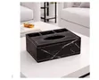 PU Leather Tissue Box Holder with Desk Organizer - 1