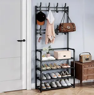 4 Tier Shoe Rack with 8 Utility Hooks