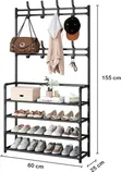 4 Tier Shoe Rack with 8 Utility Hooks - 2