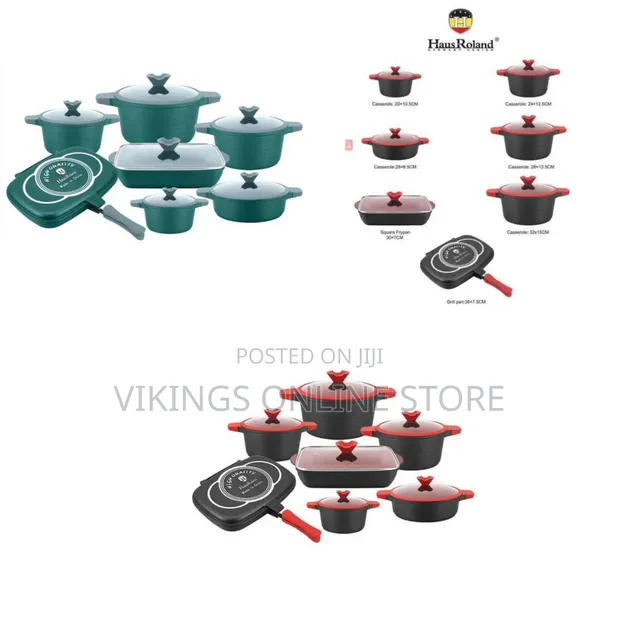 13-Piece Die-Casting Non-Stick Aluminum Saucepan Set with Grill Pan - 1