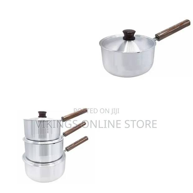 6 Piece Stainless Steel Saucepans Cookware Pot Set with Wooden Handles - 1