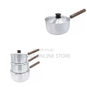 6 Piece Stainless Steel Saucepans Cookware Pot Set with Wooden Handles
