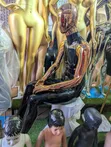 Seated Male Display Mannequin - Glossy Black with Rose Gold Accents - 2