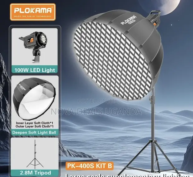 Plokama PK-400S Kit-B Deep Octa Quick Folding Softbox Light with Grid - 1