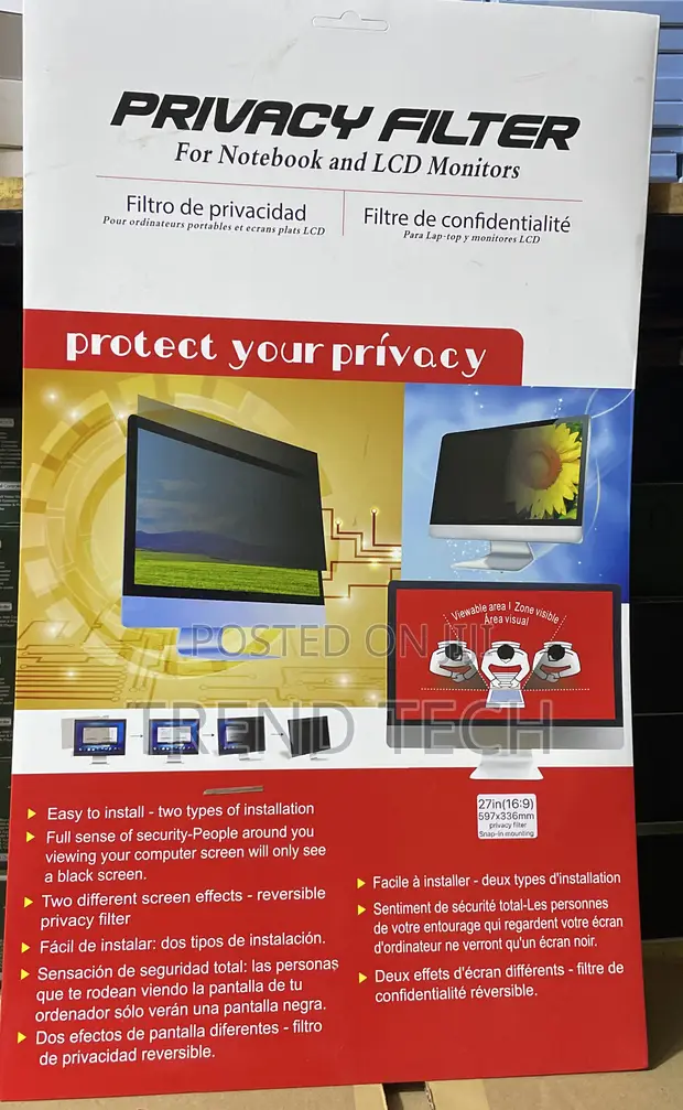 27-inch Privacy Filter for Notebooks and LCD Monitors (16:9) - 1