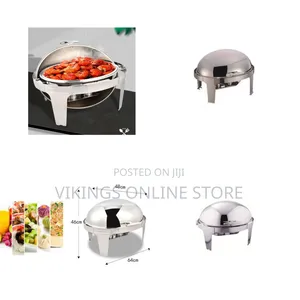 6.6L Stainless Steel Round Chafing Dish with Roll Top Lid