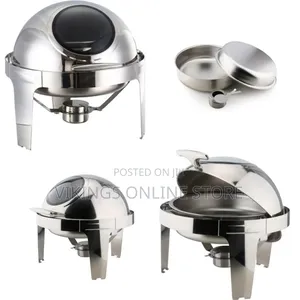 6.6L Round Roll Top Stainless Steel Chafing Dish with Glass Window