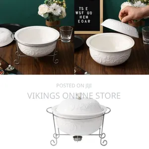 3-Piece Round Ceramic Chafing Dish Buffet Set