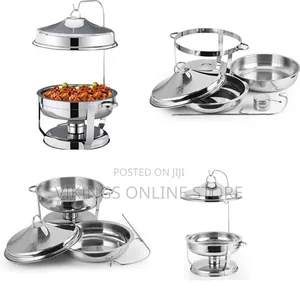 6 Qt Round Stainless Steel Chafing Dish Set