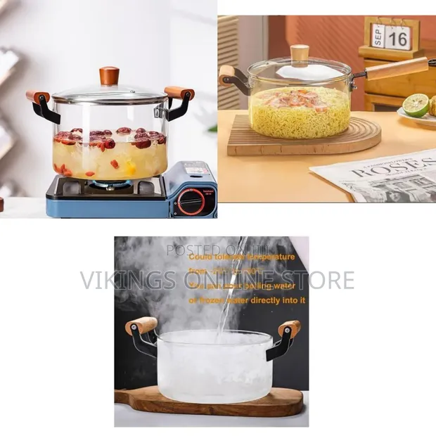 5.5L High Borosilicate Glass Induction Stove Cooking Pot - 1
