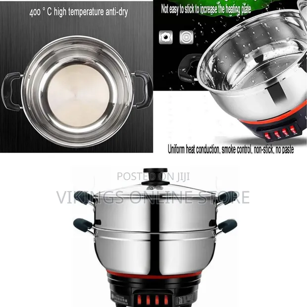 26cm Electric Multi-Function Stainless Steel 2-Tier Food Steamer - 1