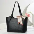 Women's Black Tote Bag - Faux Leather - 1