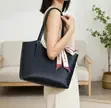 Women's Black Tote Bag - Faux Leather - 2