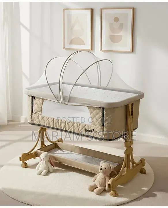 Bonfino Regal Crib & Bedside Bassinet - Khaki - 1