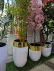 Cylindrical Floor Planter - Gold & Silver - 1