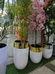 Cylindrical Floor Planter - Gold & Silver - 2