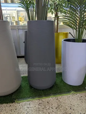 Large Textured Grey Cylindrical Planter Pots