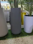 Large Textured Grey Cylindrical Planter Pots - 1