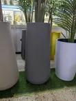 Large Textured Grey Cylindrical Planter Pots - 2