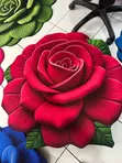 3D Red Rose Flower Non-Slip Half-Round Floor Mat - 2